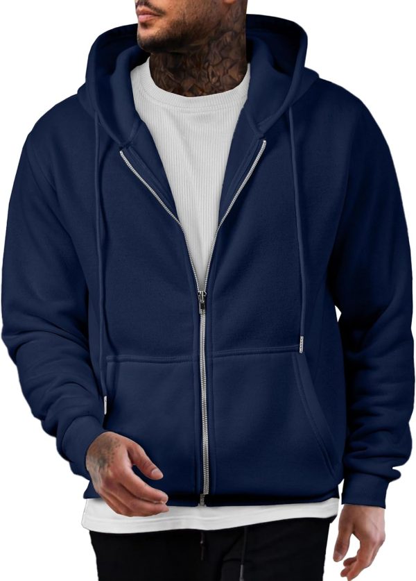 JMIERR Mens Full Zip Casual Cotton Hooded Fleece Drawstring Hoodies Pullover Sweatshirts Casual Long Sleeve Shirts - Image 13