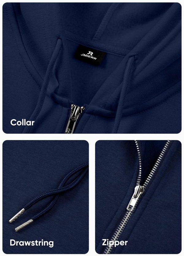 JMIERR Mens Full Zip Casual Cotton Hooded Fleece Drawstring Hoodies Pullover Sweatshirts Casual Long Sleeve Shirts - Image 18