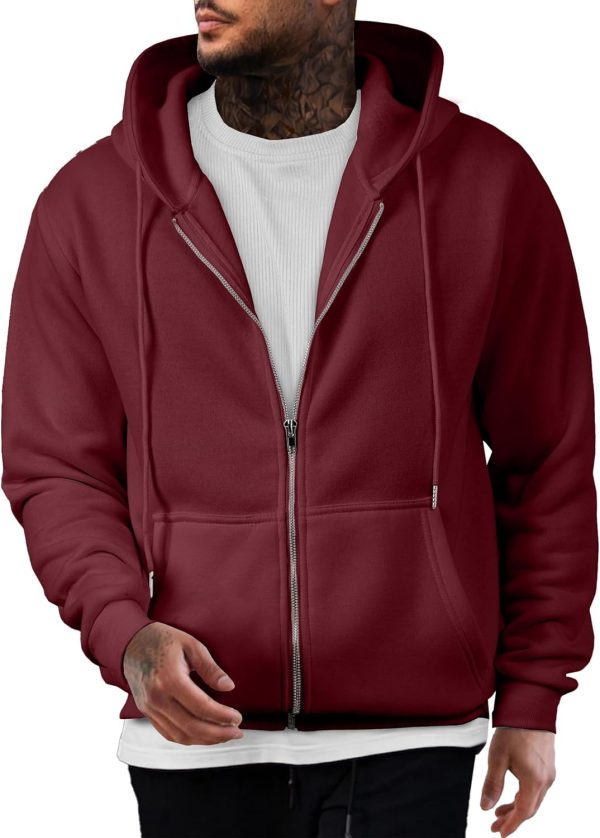 JMIERR Mens Full Zip Casual Cotton Hooded Fleece Drawstring Hoodies Pullover Sweatshirts Casual Long Sleeve Shirts - Image 21