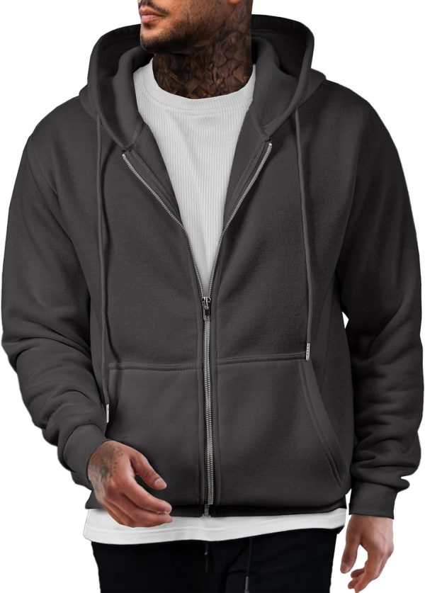 JMIERR Mens Full Zip Casual Cotton Hooded Fleece Drawstring Hoodies Pullover Sweatshirts Casual Long Sleeve Shirts - Image 25