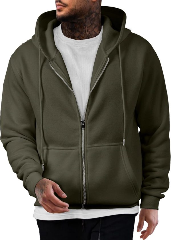 JMIERR Mens Full Zip Casual Cotton Hooded Fleece Drawstring Hoodies Pullover Sweatshirts Casual Long Sleeve Shirts - Image 33