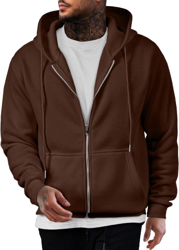 JMIERR Mens Full Zip Casual Cotton Hooded Fleece Drawstring Hoodies Pullover Sweatshirts Casual Long Sleeve Shirts - Image 37