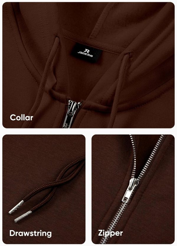 JMIERR Mens Full Zip Casual Cotton Hooded Fleece Drawstring Hoodies Pullover Sweatshirts Casual Long Sleeve Shirts - Image 42