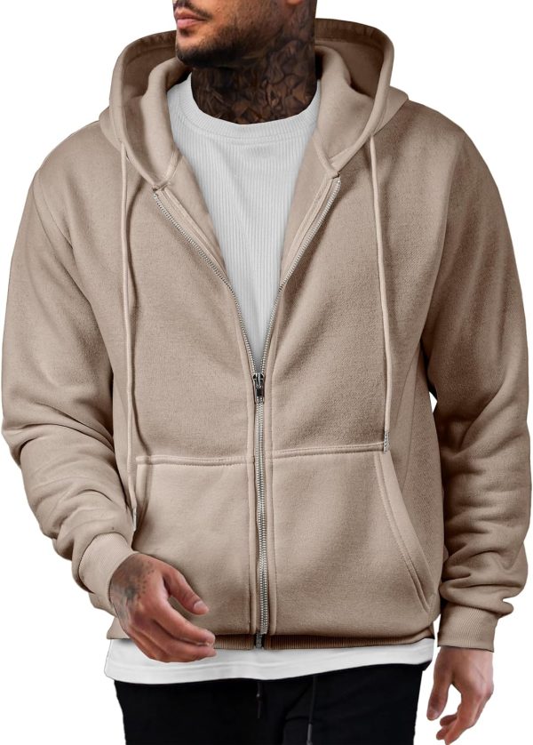 JMIERR Mens Full Zip Casual Cotton Hooded Fleece Drawstring Hoodies Pullover Sweatshirts Casual Long Sleeve Shirts - Image 49