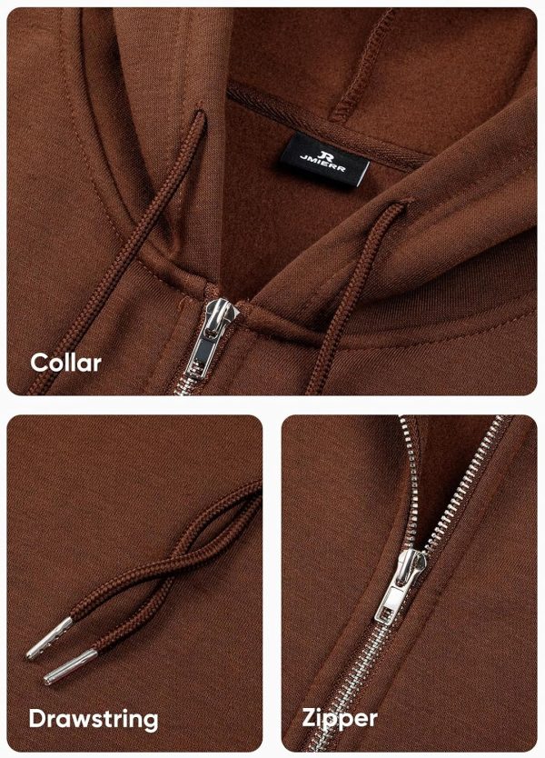JMIERR Mens Full Zip Casual Cotton Hooded Fleece Drawstring Hoodies Pullover Sweatshirts Casual Long Sleeve Shirts - Image 70