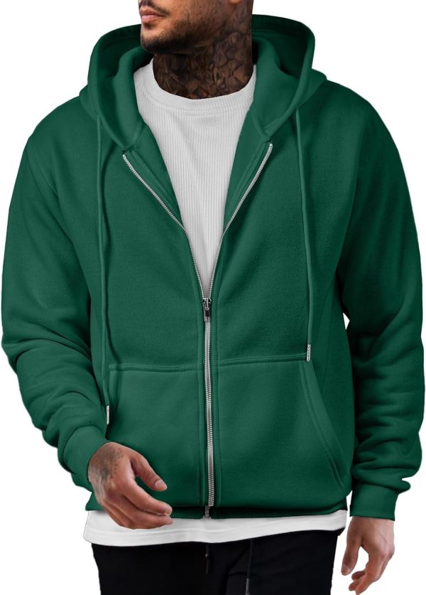 JMIERR Mens Full Zip Casual Cotton Hooded Fleece Drawstring Hoodies Pullover Sweatshirts Casual Long Sleeve Shirts - Image 77