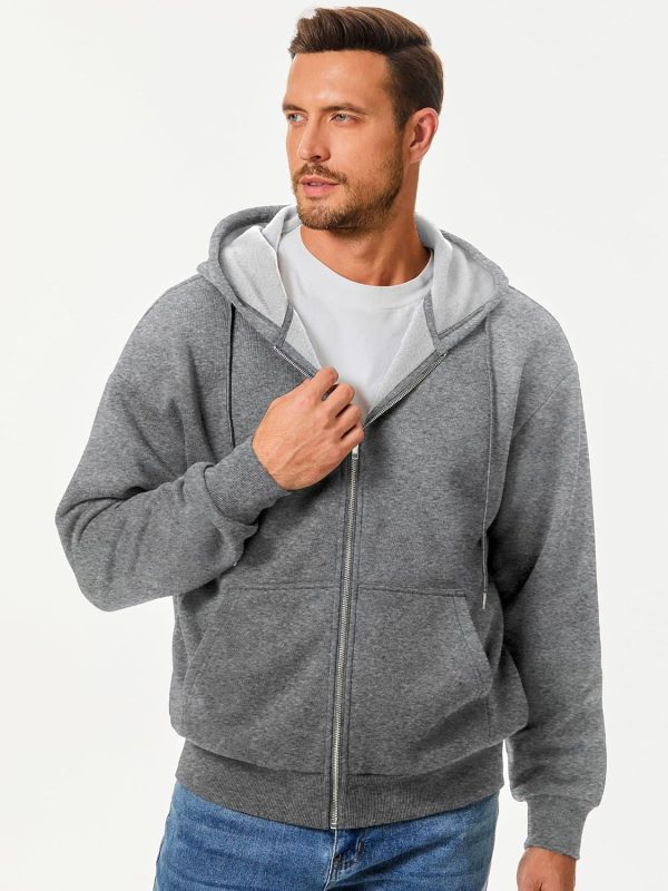 JMIERR Mens Full Zip Casual Cotton Hooded Fleece Drawstring Hoodies Pullover Sweatshirts Casual Long Sleeve Shirts - Image 86