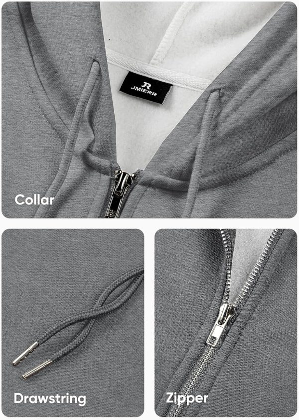 JMIERR Mens Full Zip Casual Cotton Hooded Fleece Drawstring Hoodies Pullover Sweatshirts Casual Long Sleeve Shirts - Image 90