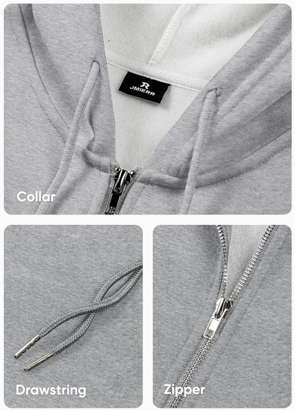 JMIERR Mens Full Zip Casual Cotton Hooded Fleece Drawstring Hoodies Pullover Sweatshirts Casual Long Sleeve Shirts - Image 97