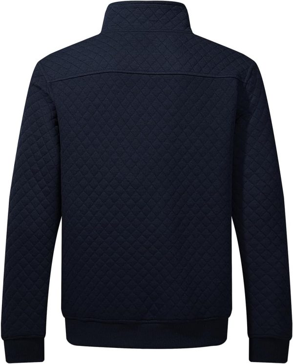 JMIERR Men's Quilted Sweatshirt Casual Long Sleeve Outdoor Stand Collar Button Pullover Sweatshirts - Image 15