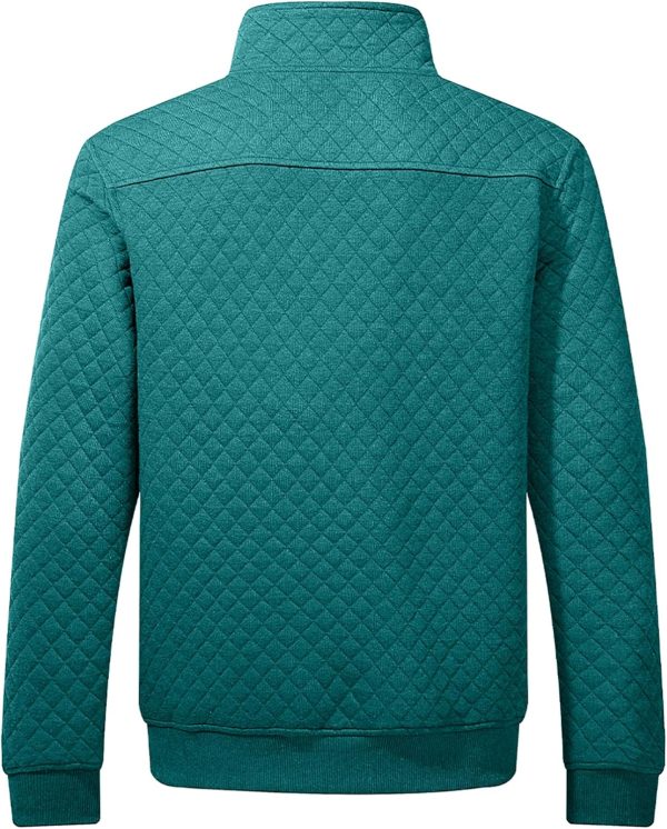 JMIERR Men's Quilted Sweatshirt Casual Long Sleeve Outdoor Stand Collar Button Pullover Sweatshirts - Image 23