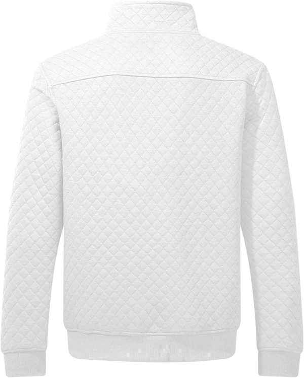 JMIERR Men's Quilted Sweatshirt Casual Long Sleeve Outdoor Stand Collar Button Pullover Sweatshirts - Image 39
