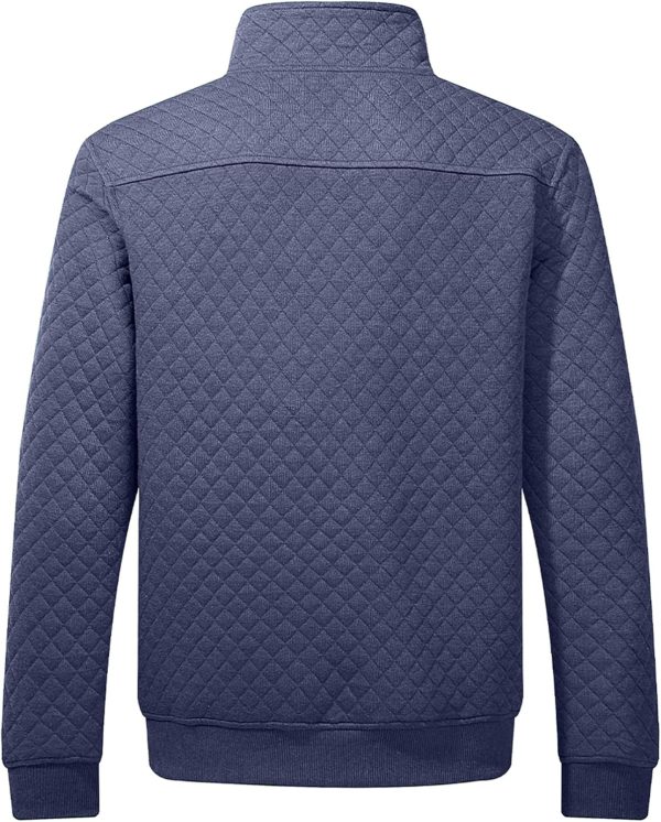 JMIERR Men's Quilted Sweatshirt Casual Long Sleeve Outdoor Stand Collar Button Pullover Sweatshirts - Image 47