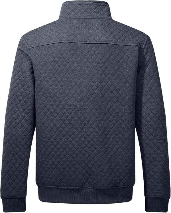 JMIERR Men's Quilted Sweatshirt Casual Long Sleeve Outdoor Stand Collar Button Pullover Sweatshirts - Image 55