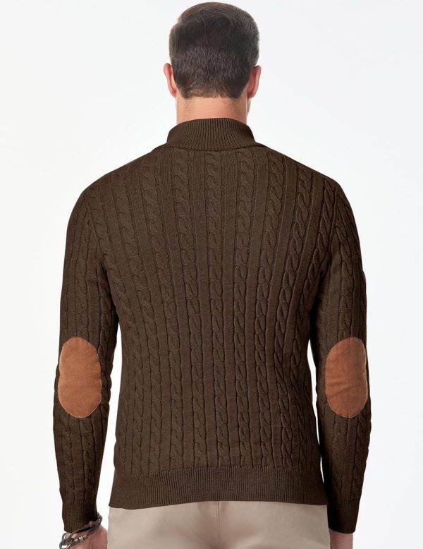 JMIERR Men's Cable Knit Pullover Sweater Casual Long Sleeve Stand Collar Button Knitted Sweaters - Image 10