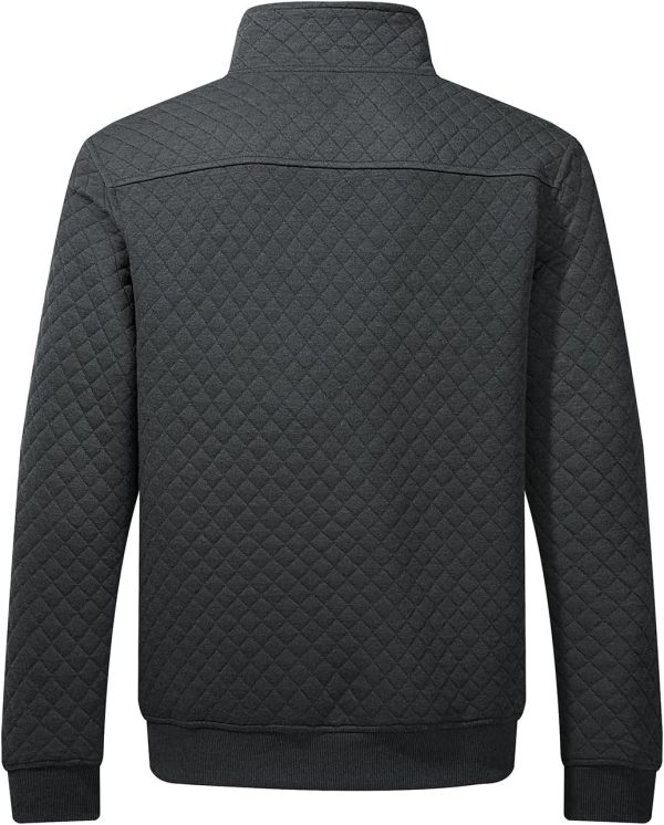 JMIERR Men's Quilted Sweatshirt Casual Long Sleeve Outdoor Stand Collar Button Pullover Sweatshirts - Image 63