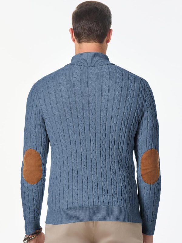 JMIERR Men's Cable Knit Pullover Sweater Casual Long Sleeve Stand Collar Button Knitted Sweaters - Image 18