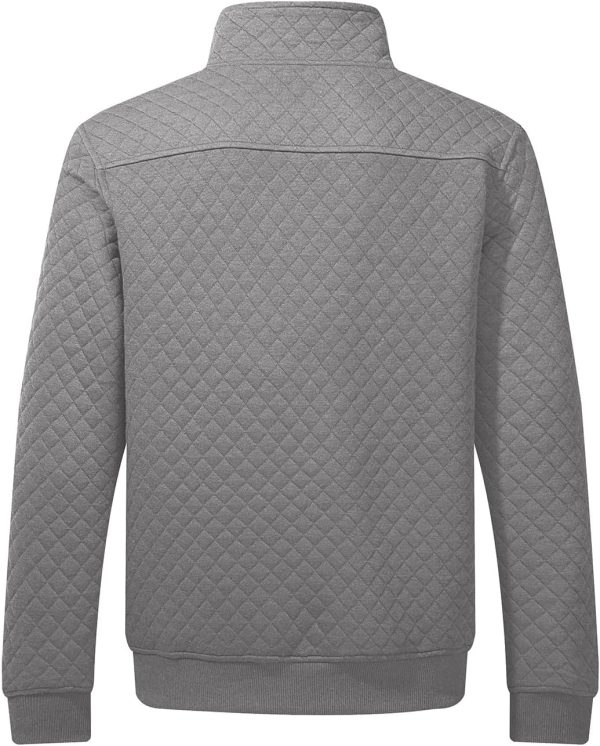 JMIERR Men's Quilted Sweatshirt Casual Long Sleeve Outdoor Stand Collar Button Pullover Sweatshirts - Image 71