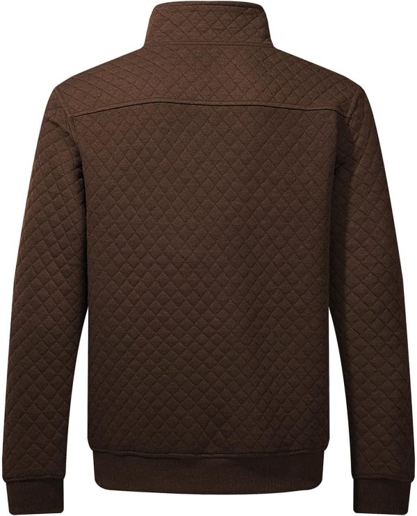JMIERR Men's Quilted Sweatshirt Casual Long Sleeve Outdoor Stand Collar Button Pullover Sweatshirts - Image 87
