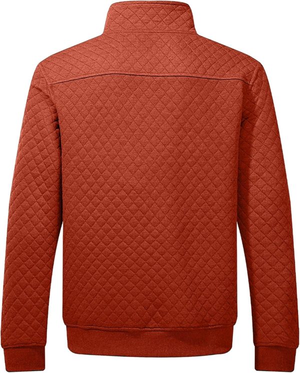 JMIERR Men's Quilted Sweatshirt Casual Long Sleeve Outdoor Stand Collar Button Pullover Sweatshirts - Image 95