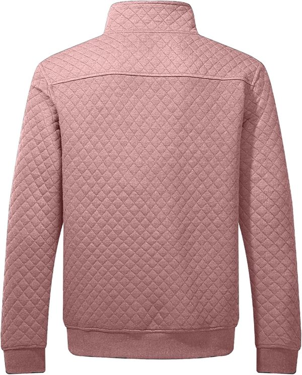JMIERR Men's Quilted Sweatshirt Casual Long Sleeve Outdoor Stand Collar Button Pullover Sweatshirts - Image 103