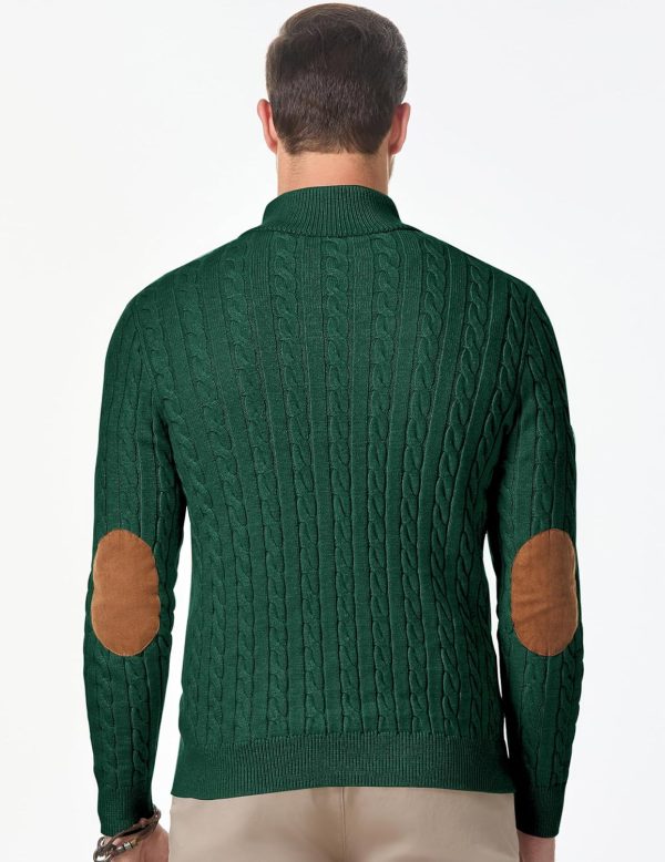 JMIERR Men's Cable Knit Pullover Sweater Casual Long Sleeve Stand Collar Button Knitted Sweaters - Image 50