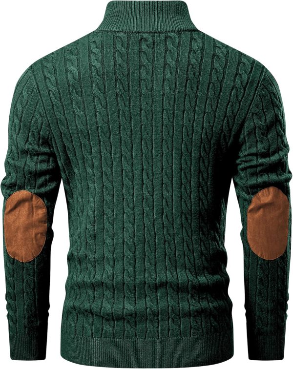 JMIERR Men's Cable Knit Pullover Sweater Casual Long Sleeve Stand Collar Button Knitted Sweaters - Image 55