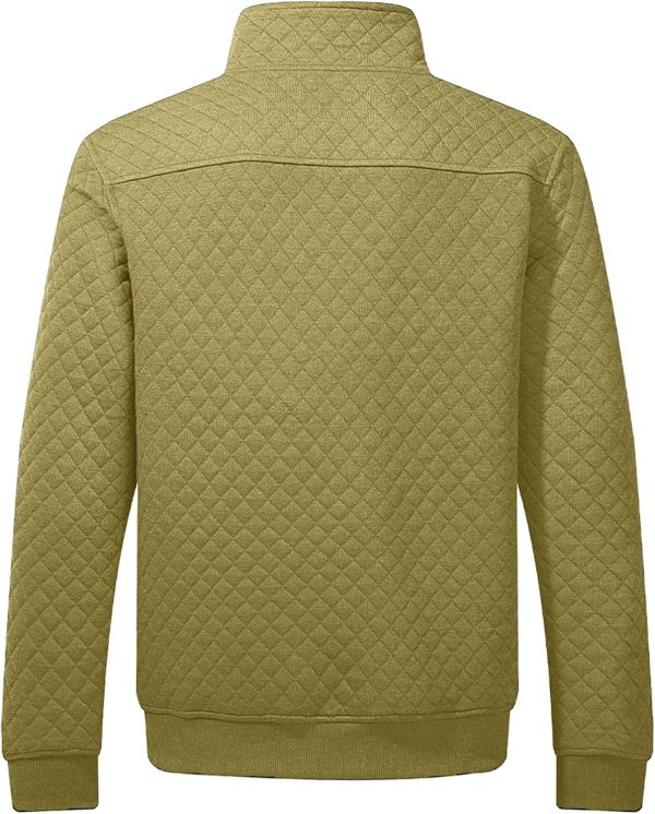 JMIERR Men's Quilted Sweatshirt Casual Long Sleeve Outdoor Stand Collar Button Pullover Sweatshirts - Image 111