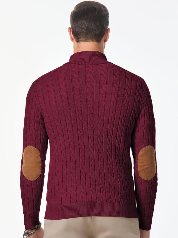 JMIERR Men's Cable Knit Pullover Sweater Casual Long Sleeve Stand Collar Button Knitted Sweaters - Image 58