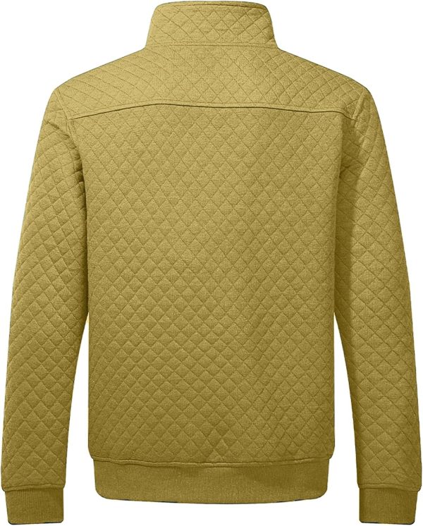 JMIERR Men's Quilted Sweatshirt Casual Long Sleeve Outdoor Stand Collar Button Pullover Sweatshirts - Image 119