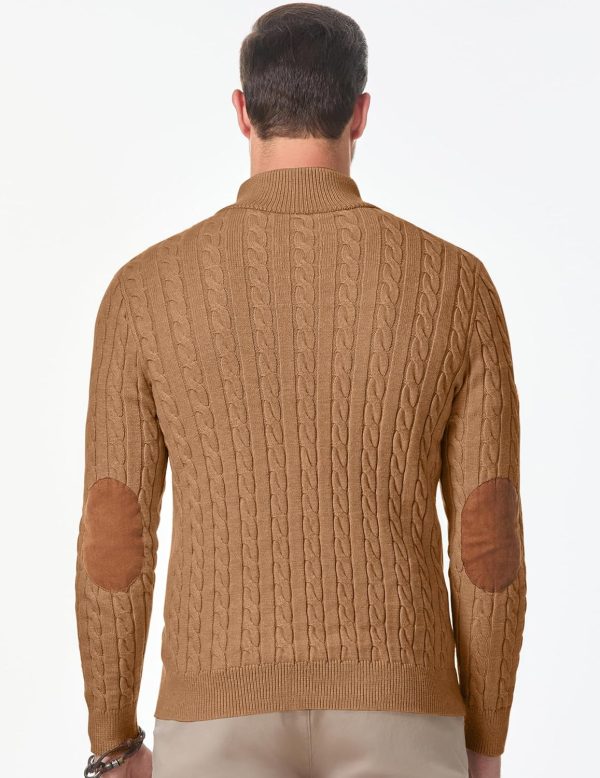 JMIERR Men's Cable Knit Pullover Sweater Casual Long Sleeve Stand Collar Button Knitted Sweaters - Image 66
