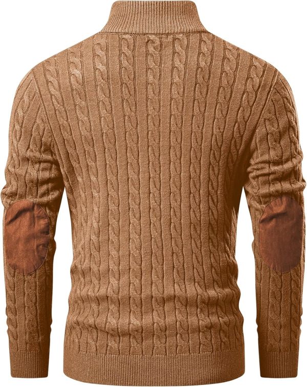 JMIERR Men's Cable Knit Pullover Sweater Casual Long Sleeve Stand Collar Button Knitted Sweaters - Image 71
