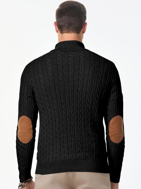 JMIERR Men's Cable Knit Pullover Sweater Casual Long Sleeve Stand Collar Button Knitted Sweaters - Image 82