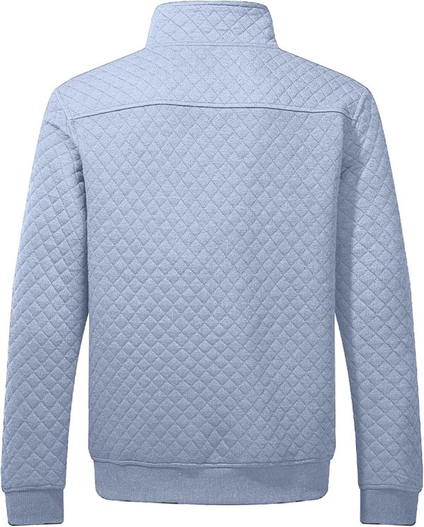 JMIERR Men's Quilted Sweatshirt Casual Long Sleeve Outdoor Stand Collar Button Pullover Sweatshirts - Image 142