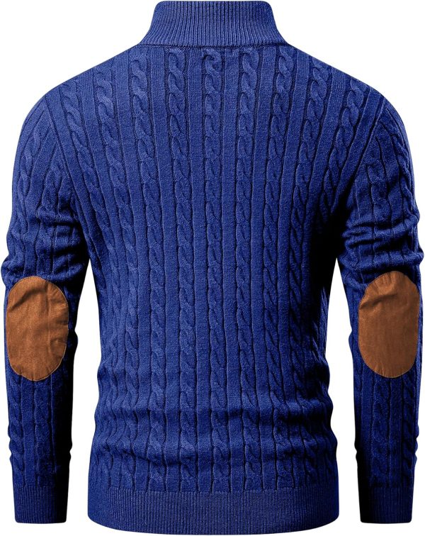 JMIERR Men's Cable Knit Pullover Sweater Casual Long Sleeve Stand Collar Button Knitted Sweaters - Image 95