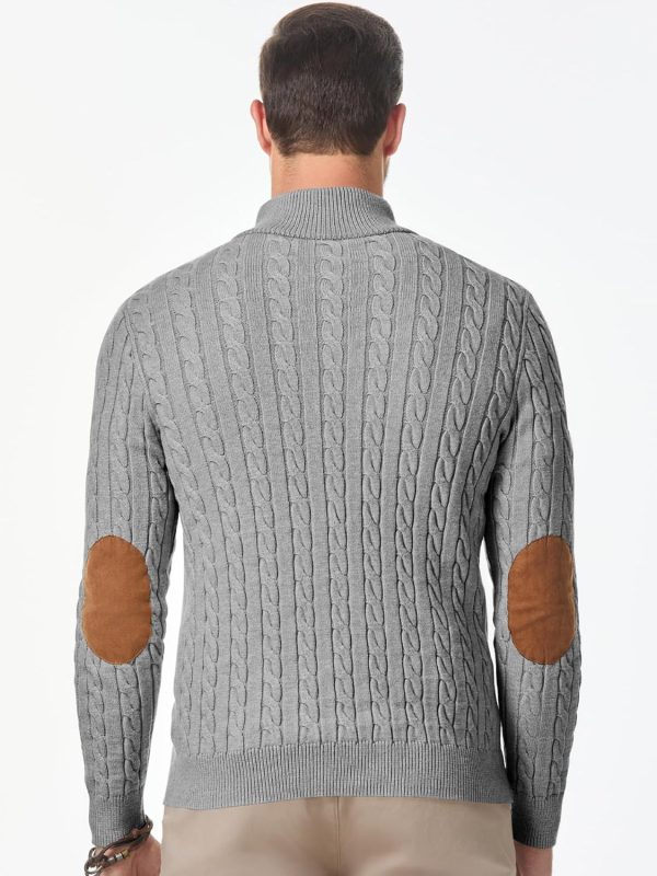 JMIERR Men's Cable Knit Pullover Sweater Casual Long Sleeve Stand Collar Button Knitted Sweaters - Image 98