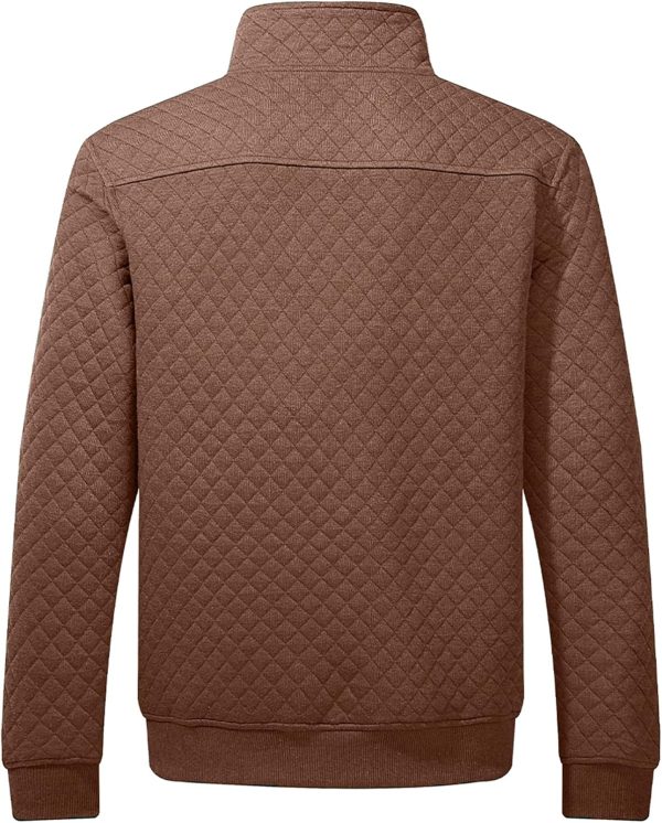 JMIERR Men's Quilted Sweatshirt Casual Long Sleeve Outdoor Stand Collar Button Pullover Sweatshirts - Image 158