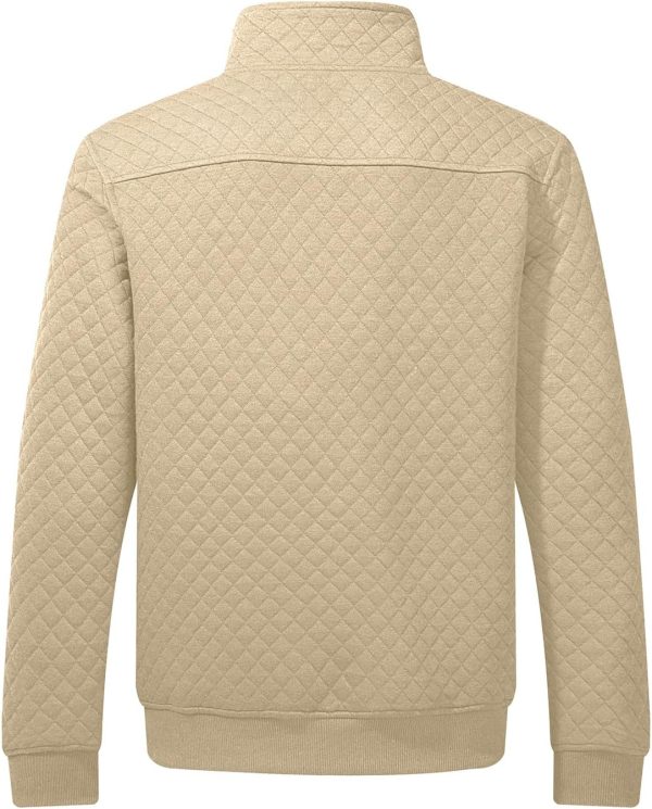 JMIERR Men's Quilted Sweatshirt Casual Long Sleeve Outdoor Stand Collar Button Pullover Sweatshirts - Image 182