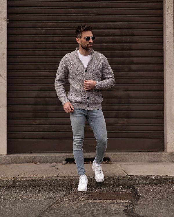 JMIERR Men's Casual Long Sleeve Shawl Collar Buttons Down Cable Knit Cardigan Sweater with Pockets - Image 12