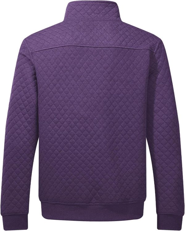 JMIERR Men's Quilted Sweatshirt Casual Long Sleeve Outdoor Stand Collar Button Pullover Sweatshirts - Image 190