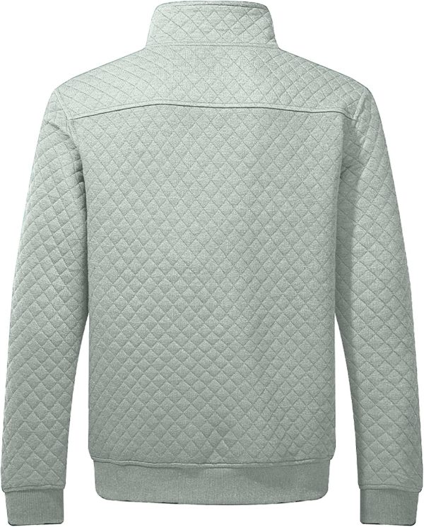 JMIERR Men's Quilted Sweatshirt Casual Long Sleeve Outdoor Stand Collar Button Pullover Sweatshirts - Image 198