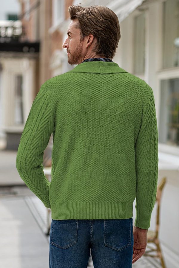 JMIERR Men's Casual Long Sleeve Shawl Collar Buttons Down Cable Knit Cardigan Sweater with Pockets - Image 36