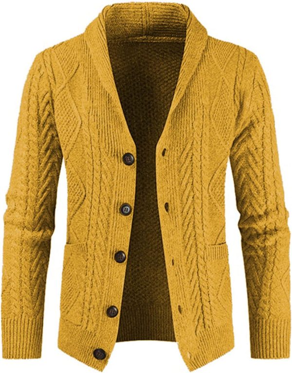 JMIERR Men's Casual Long Sleeve Shawl Collar Buttons Down Cable Knit Cardigan Sweater with Pockets - Image 44