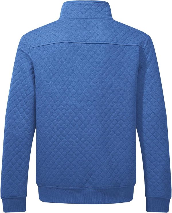 JMIERR Men's Quilted Sweatshirt Casual Long Sleeve Outdoor Stand Collar Button Pullover Sweatshirts - Image 214
