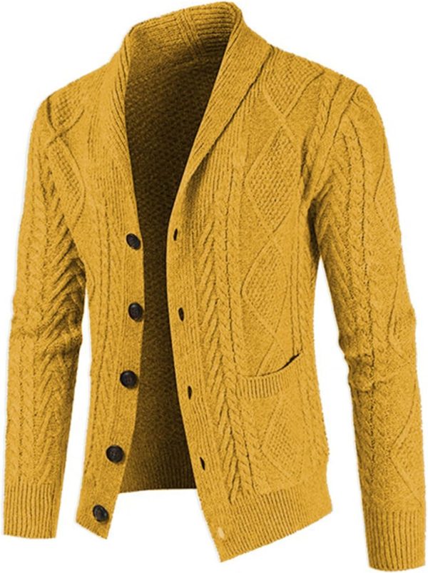 JMIERR Men's Casual Long Sleeve Shawl Collar Buttons Down Cable Knit Cardigan Sweater with Pockets - Image 45