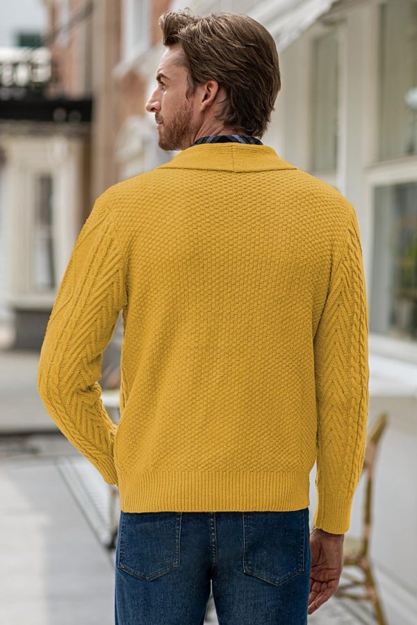 JMIERR Men's Casual Long Sleeve Shawl Collar Buttons Down Cable Knit Cardigan Sweater with Pockets - Image 47