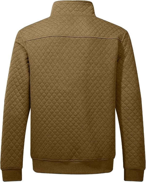 JMIERR Men's Quilted Sweatshirt Casual Long Sleeve Outdoor Stand Collar Button Pullover Sweatshirts - Image 222