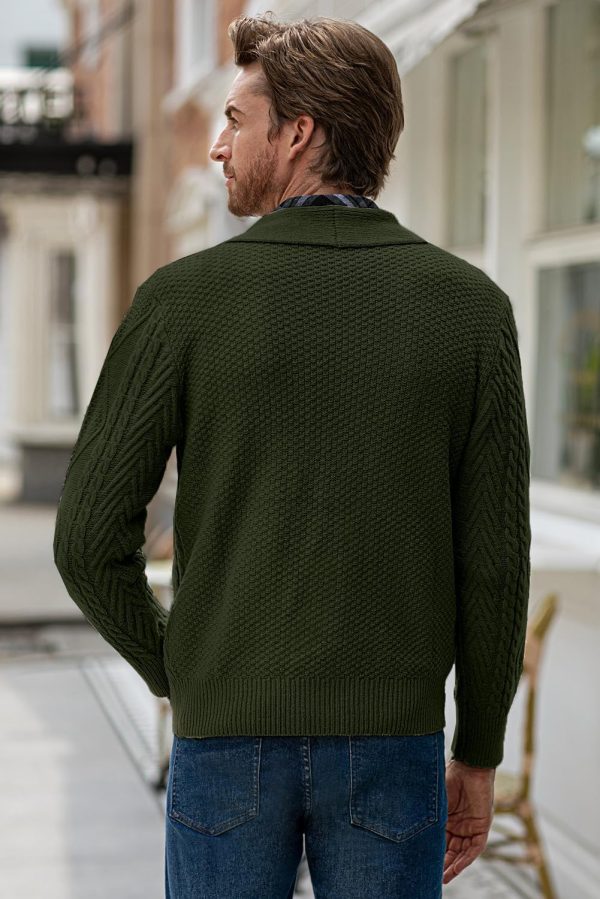 JMIERR Men's Casual Long Sleeve Shawl Collar Buttons Down Cable Knit Cardigan Sweater with Pockets - Image 58