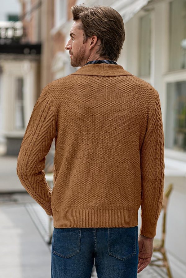 JMIERR Men's Casual Long Sleeve Shawl Collar Buttons Down Cable Knit Cardigan Sweater with Pockets - Image 82