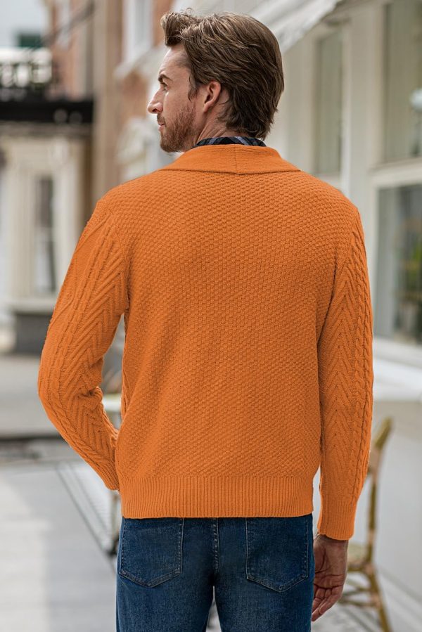 JMIERR Men's Casual Long Sleeve Shawl Collar Buttons Down Cable Knit Cardigan Sweater with Pockets - Image 90